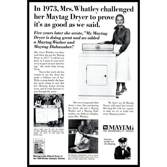 Maytag Art 98 Maytag Clothes Dryer Repairman Vintage Print Ad